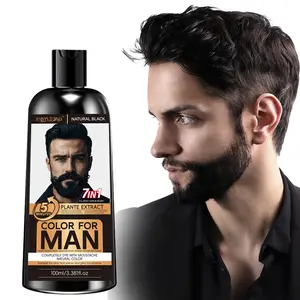 7-in-1 Beard & Mustache Dye Shampoo for Men (Natural Black) – Beard/Mustache/Sideburns Universal | Herbal Formula with Ginseng Extract | Gentle Non-Irritating & Non-Damaging | Easy Rinse & Deep Moisturizing | Fall/Winter Essential Beard Coloring Care