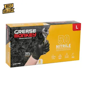 Grease Monkey Nitrile Disposable Gloves, Latex Free, Touchscreen, Black, Large, 50 Pack