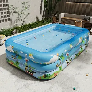 1pc Large Outdoor Inflatable Swimming Pool with Ocean Balls - PVC Family Size Bathtub, Foldable Kids Pool with Multiple Components for Backyard Summer Fun