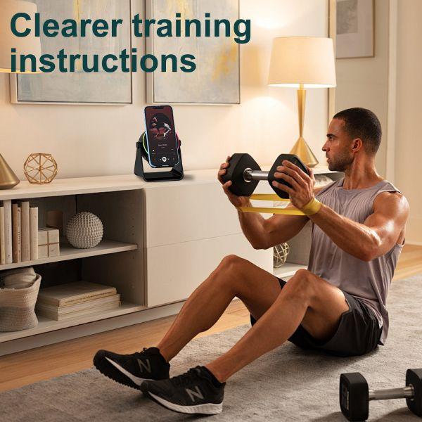 【Valentine's Day gift】Lentorgi 5-in-1 Wireless Induction Bluetooth Audio Speaker, Phone Stand Ambient Light, Surround Sound 360° Rotation Rechargeable Hands-Free Calls For Bedroom, Office, Kitchen, Camping, Yoga, Cooking Gifts for Men, Women, Elderly