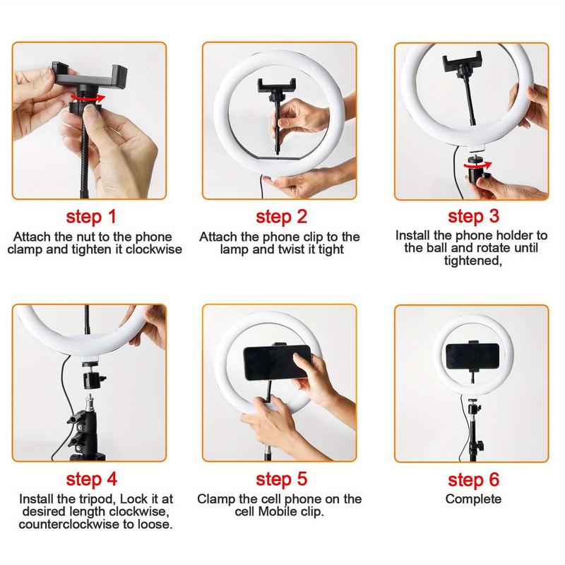 10"Ring Light with Stand,Video Light Tripod for Phone ,with 43.3"Tripod/1 Phone Clips/1 USB Ports,2600K-6500K Color Temperature,for Barber Makeup Tattoo TikTok Video Recording Vlog#Christmas lights