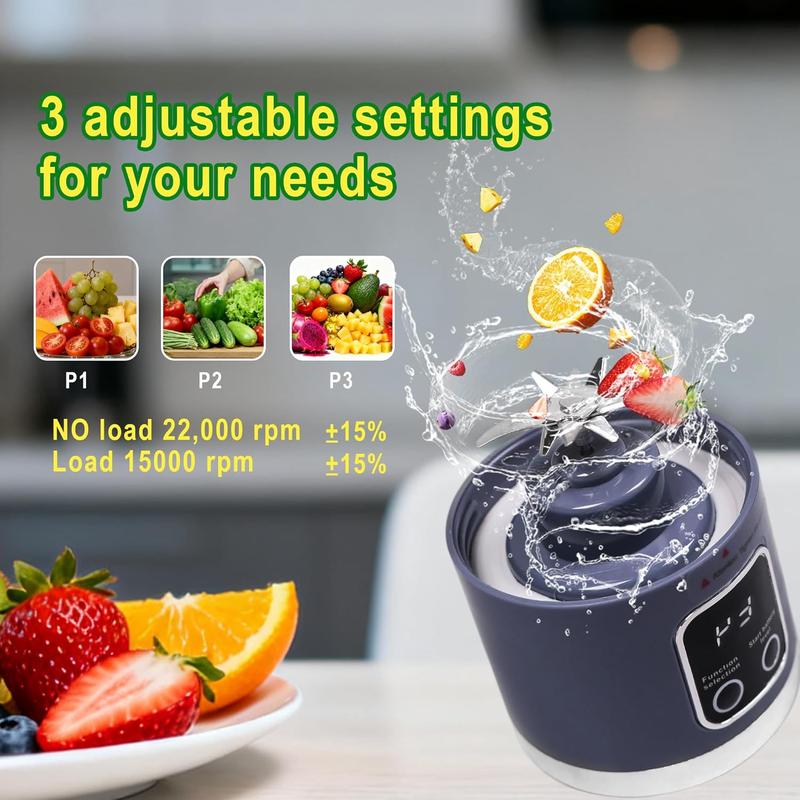 Portable electric juicer, with a purple exterior and a digital display, measuring 255 millimeters in height, suitable for making personal smoothies and juices, equipped with an LED screen ultimate portable blender liquid diet digital multimode
