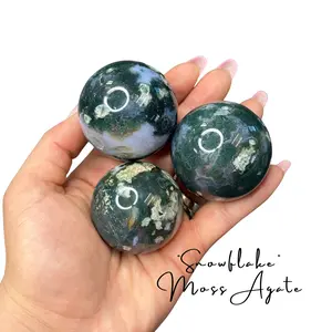 "Snowflake" Moss Agate Sphere - 1.8" Diameter - Natural Moss Agate Sphere