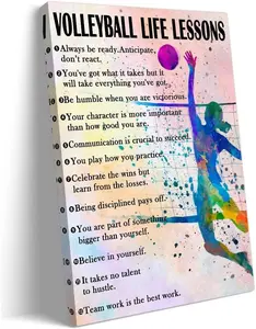 Volleyball Poster Sport Quotes Wall Art Motivational Picture Prints Vintage Volleyball Wall Art Watercolor Painting Poster Ornaments Decoration Artistic Decor