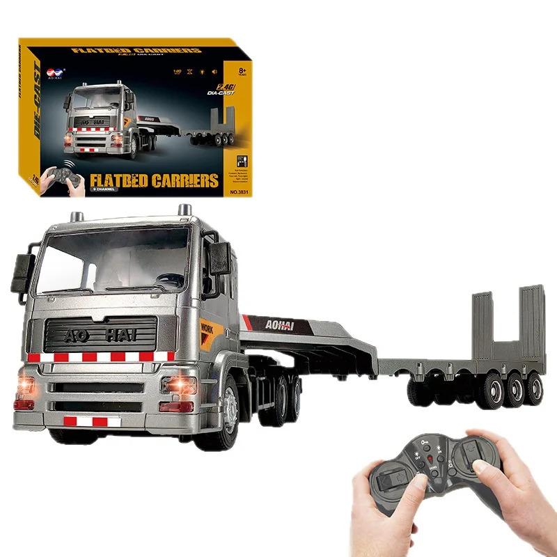 1:18 RC Semi Truck with Container, 9-Channel Kids RC Semi Truck Toy, RC Dump Truck Van Truck with Lights and Music, Great Gift for kids