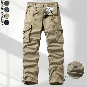 Men's Vintage Washed Cargo Pants | 97% Cotton Stretch, Multi-Pocket, Relaxed Straight Leg Trousers for Outdoor Work Hiking Daily Wear