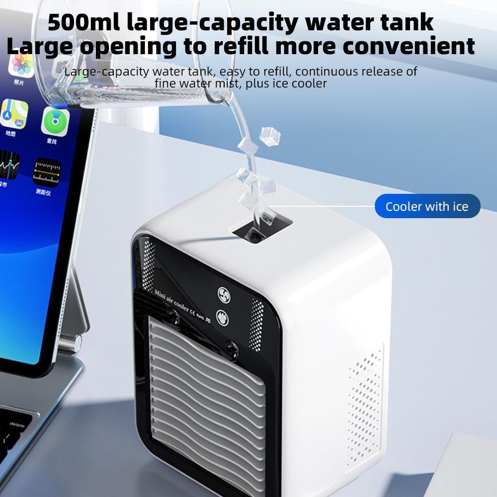 【FathersDayGift】 Portable Air Conditioner Mini Personal ac Unit Upgraded Air Cooler Cooling Fan Small Air Conditioner 2 Speed Cool Mist & Speeds for Room Office Camping Car