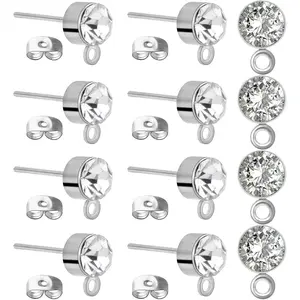 100pcs 5mm Rhinestone Earring Studs & Backs for DIY Jewelry Making