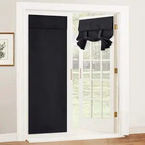 Blackout Door Curtain Tricia Window Shades Thermal Insulated Light Block French Curtain Tie Up Shades Energy Efficient Double Door Blind 26 x 69 inches Black 1 Panel