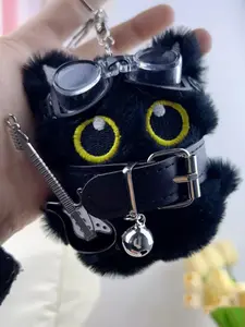 Cute Cat Design Keychain, Punk Style Plush Keychain for Women & Men, Fashion Accessories for Daily Use, Trendy All-match & Exquisite Keychain for Birthday Gift, Keychain Kawaii