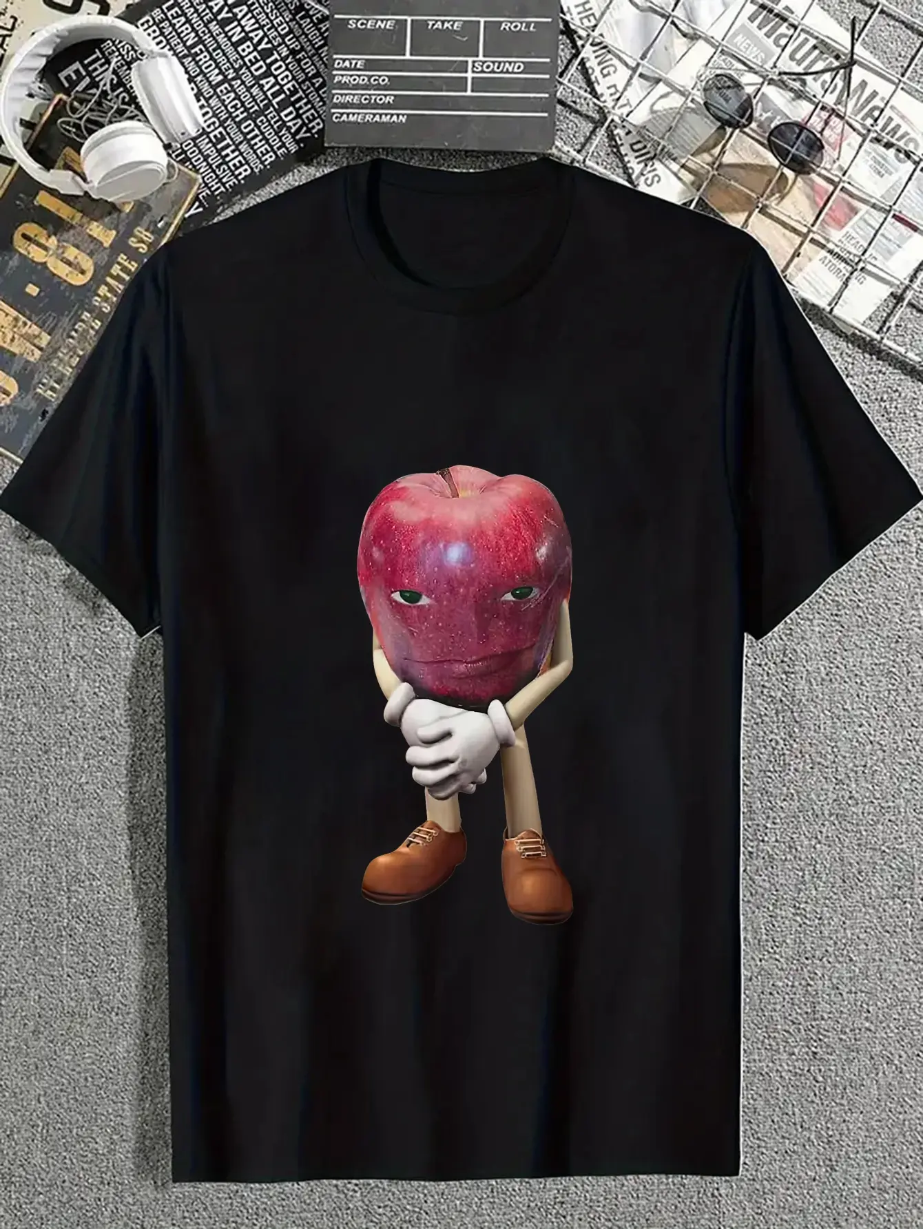 100% cotton Me Asf Apple Funny Apple With Face Meme Wapple T-Shirt casual Fashion graphic tees women women graphic shirts