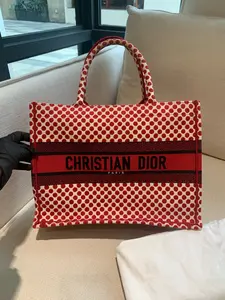 Pre-owned Dior Valentines day Limited Edition Red Polka Dot Book Tote Medium 97% New 2020 Series Dust Bag