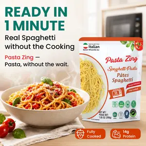 Pasta Zing Fully Cooked Spaghetti Pasta – Ready in 1 Minute | No Boiling | 14g Protein | Quick Microwave Pasta Meal | Pack of 7