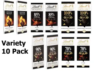 Lindt Excellence 10 Pack (2 Each) Various Pack Dark Chocolate Bars - 1.7 oz Each, Well-Balanced Robust Cocoa Notes, Perfect for Dessert & Snack