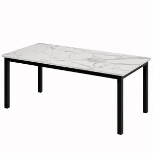 Garvee 71 Inch Industrial Dining Table, Large Rectangle Kitchen Table with Metal Legs, Round Corners, Wooden Conference Desk for Dining Room, Living Room, Only Table