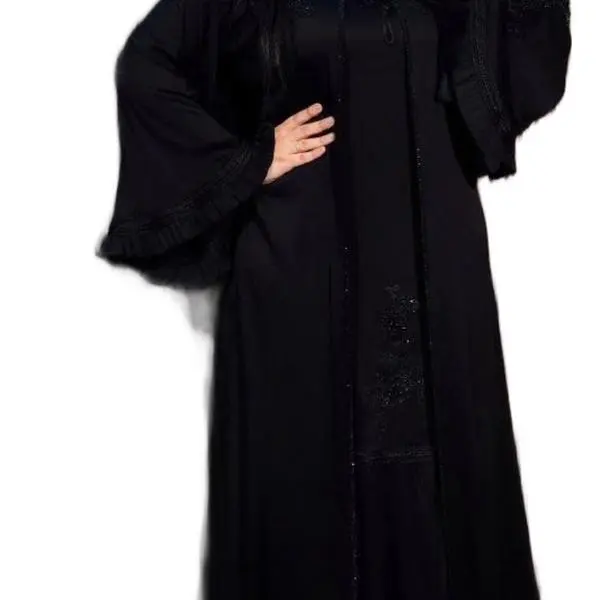 Beautiful Black Abaya - Elegant Design with Long Sleeves and Button Closure, Perfect for Various Occasions