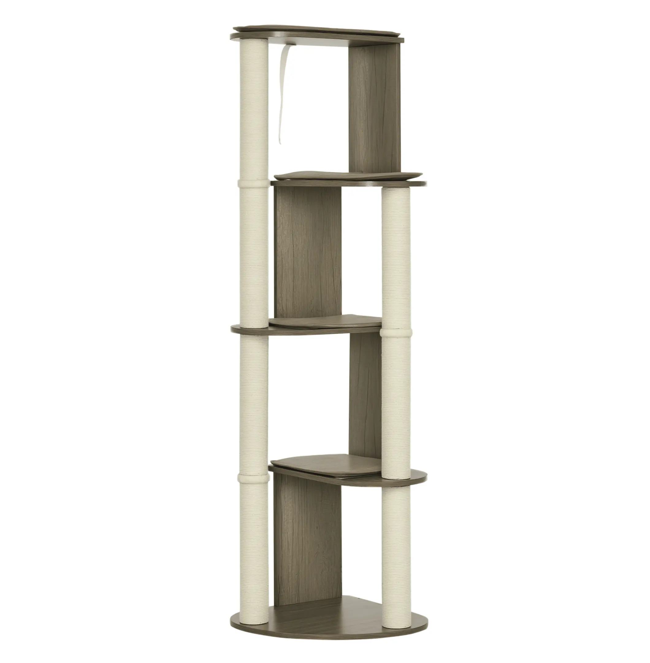 65" Corner Cat Tree Tower, Modern Kitten Climbing Tower with Scratching Posts, Cream White Small Cat Furniture Default Title