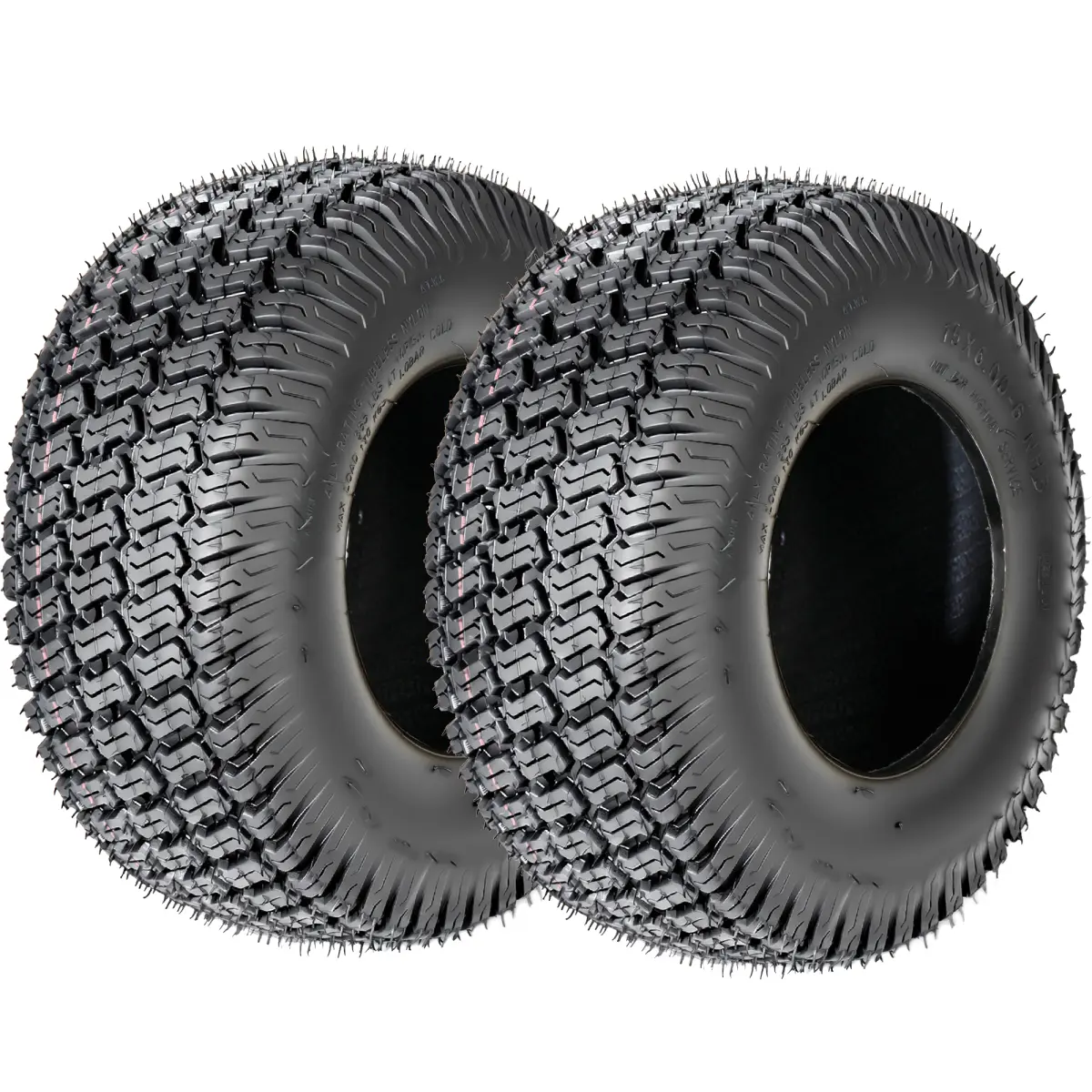 Natural Rubber Lawn Mower Replacement Tires (Set of 2), 15x6.00-6 4-Ply Tubeless Turf Tread, Tire Only No Rim, Fits 4.5" Rim & Many Riding Lawn Mowers, 570 lbs Capacity, Rubber Durability, Customization Service Available, Tire Compatibility, Tread Pattern