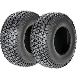 Lawn Mower Replacement Tires (Set of 2), 15x6.00-6 4-Ply Tubeless Turf Tread, Tire Only No Rim, Fits 4.5" Rim for Riding Lawn Mowers, 570 lbs Capacity