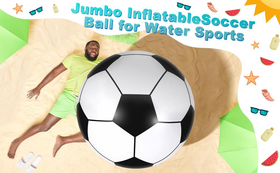 Fun Summer Beach Balls | Giant Inflatable Soccer Ball. Perfect for playing soccer on the playground, beach outings, and backyard fun. A great pool party decoration to add endless joy to your summer. Suitable for both indoor and outdoor use.