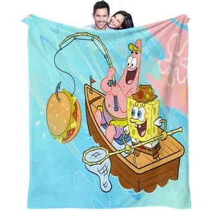 Spongebob Squarepants Patterned Blanket, Everyday Holiday Birthday Gift For Kids And Adults, Soft, Warm And Lightweight Plush Throw Blanket For Bed, Sofa, Car, Room Decoration, Cozy Throw Blanket