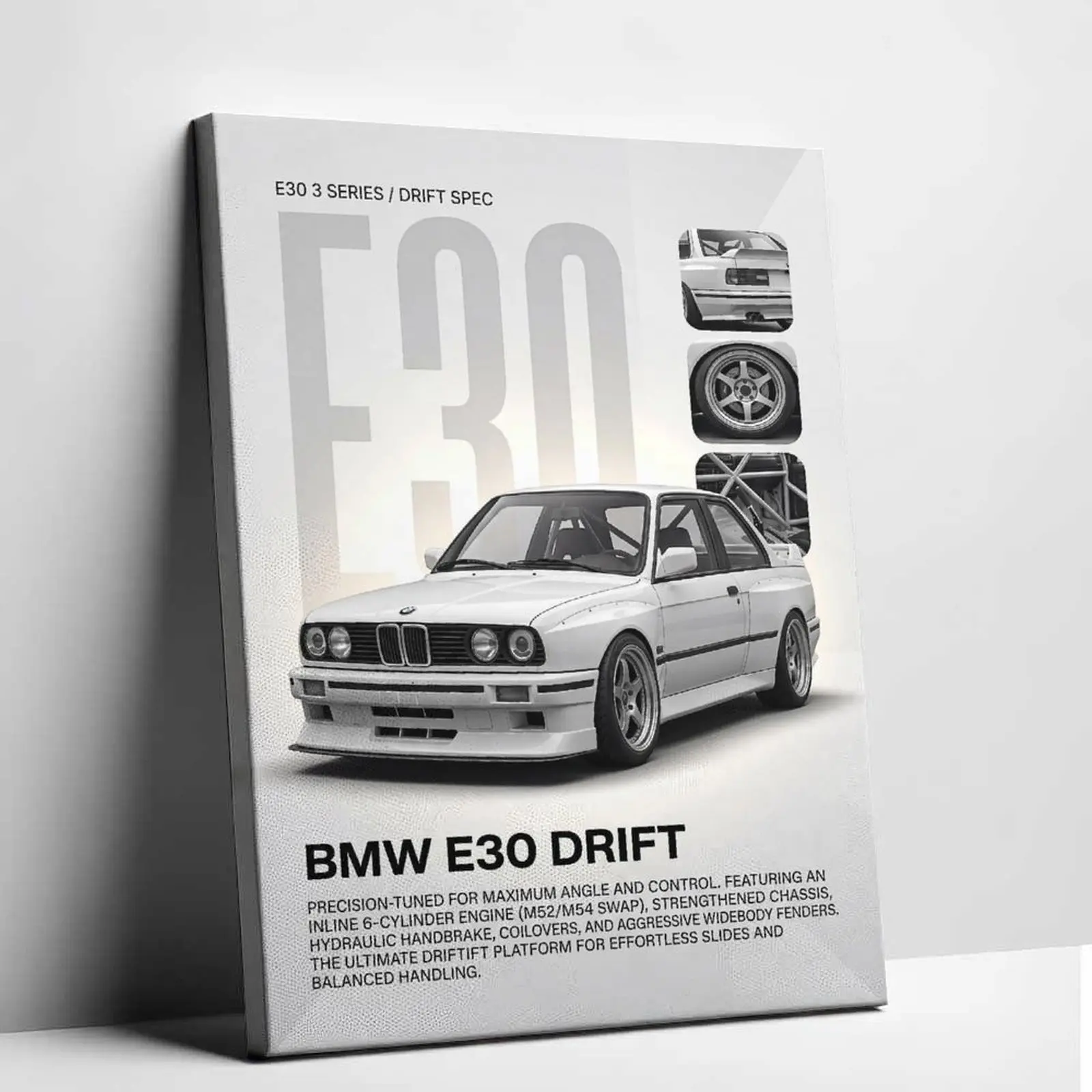 Vintage BMW Canvas Print Classic German Racing  Poster Retro Automotive Wall Art Picture Decor for Man Cave Garage Living Room Aesthetic Apartment Decoration Cool  Lover Gift