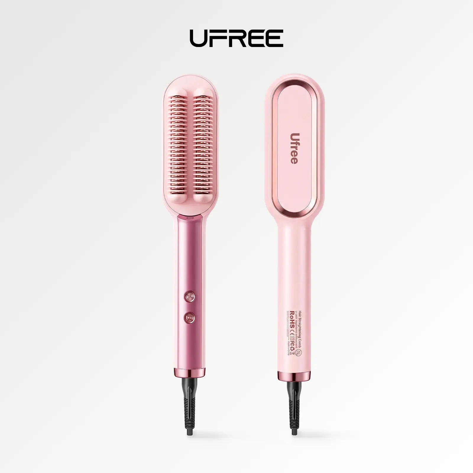 Ufree Negative Ions Double-Row Ionic Straightening Comb, 4X Faster Hair Straighteners for Thick Locks, 9 Fast-Heating Temp Settings with LED Display, 30s Smooth Results for Women