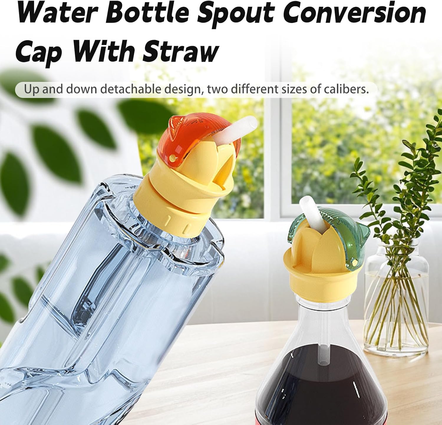 Reusable Children's Drink Bottle Straw Lid - 2-in-1 Washable Portable Spill-Proof Twist Cover Cap, Water Bottle Spout Adapter