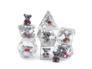 Teddy Bear Resin DnD Dice Set, 7-Piece Cute Fluffy Forest Animal Dice for Dungeons & Dragons Tabletop RPG, Nerdy Gamer Gift