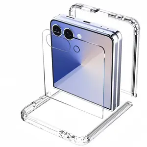 2-In-1 Transparent Phone Case + Screen Protector Film for Samsung Galaxy Z Flip 7, Durable Protective Cover & Display Guard Set, Smartphone Casing, Phone Screen Protectors