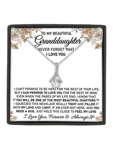 To my beautiful granddaughter, mermaid tail zircon pendant necklace, birthday gift for daughter, Christmas gift, anniversary party gift, cute style, includes box and card, pendant necklace