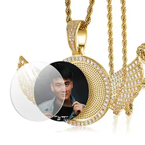 Personalized Picture Necklace, Men Women Custom Angel Wings Necklace with Picture, Gift for Her