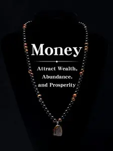 Money Attract Necklace with Tiger Eye Pendant Healing Crystal Stone, Obsidian, Natural Stone Pendant, Anniversary Gift, Holiday & Theme Party Jewelry