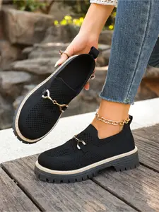 Obsessed with these Mesh Platform Loafers! Metal Buckle + Chunky Heel = BREATHABLE + STYLISH. Walk comfy, look cute all summer! #MeshLoafers #SummerEssentials