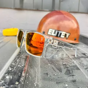 Elite Delta – ANSI Z87.1 Safety Glasses (Clear Frame + Red Mirror Lens)