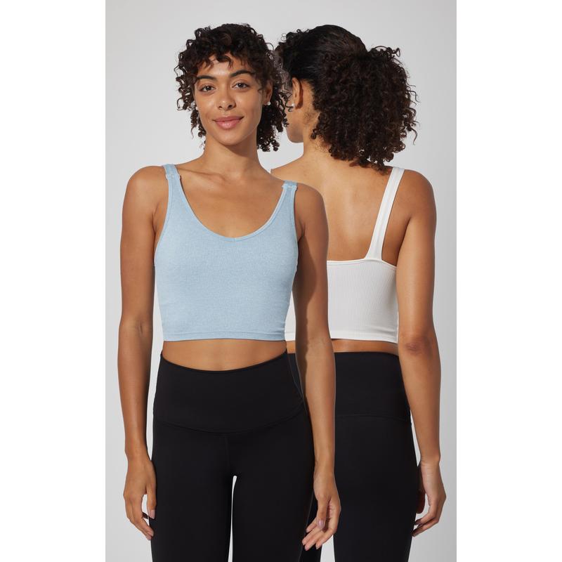 2 PK Alamo Ribbed Seamless V-Neck Bra Tank