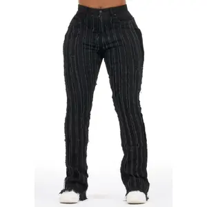 Natalia Black Stacked Flare Jean