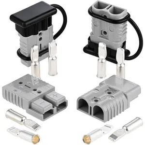 175A Battery Cable Connector for 1/0-4 Gauge Cable Wire Connector Compatible with Car Winch Trailer Lift Motor Jumper Cable Recovery Kit Electrical Plug Battery Quick Connect Disconnect 4 Pack Grey