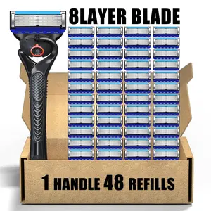 Men's Razor with 48 Replacement Blades, Razors Set, Sharp Shaving Razor Blade Set, 1 Handle, Skin Irritation Prevention, Men's Grooming Essentials
