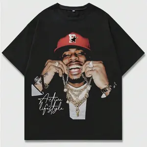 Active Lifestyle Rapper Graphic T-Shirt Oversized Streetwear Unisex 100% Cotton Baggy Hip Hop Tee