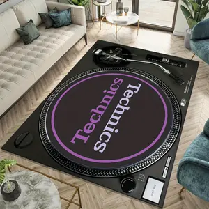 Technics DJ Turntable Rectangular Rug: HD Printed, Double Lock Edge, Machine Washable, Non-Slip. Ideal for Multiple Rooms, Great Birthday Gift
