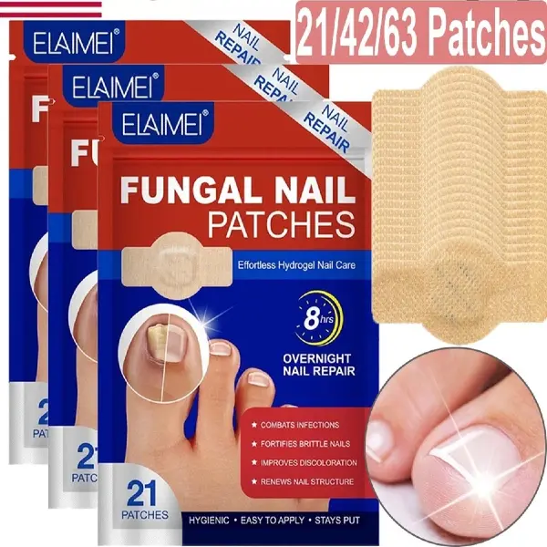 1/2/3 Packs Care Nail Patches, 21pcs/box Nail Care Patches, Hydrogel Nail Care, Nail Care Patches, Protecting Nails, Nail Supplies, Daily Care Nails Kit Set Manicure Comfort | Fungal Nail Care Patches 8Hour Overnight Solution for Nail Treatment Moisturize
