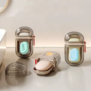 Portable Sealed Drain Soap Box, Soap Saver, Ideal for Business Travel, Outdoor Camping, Easy Carry, Durable Plastic, Oval Shape, Must-Have Accessory, Soap Dish