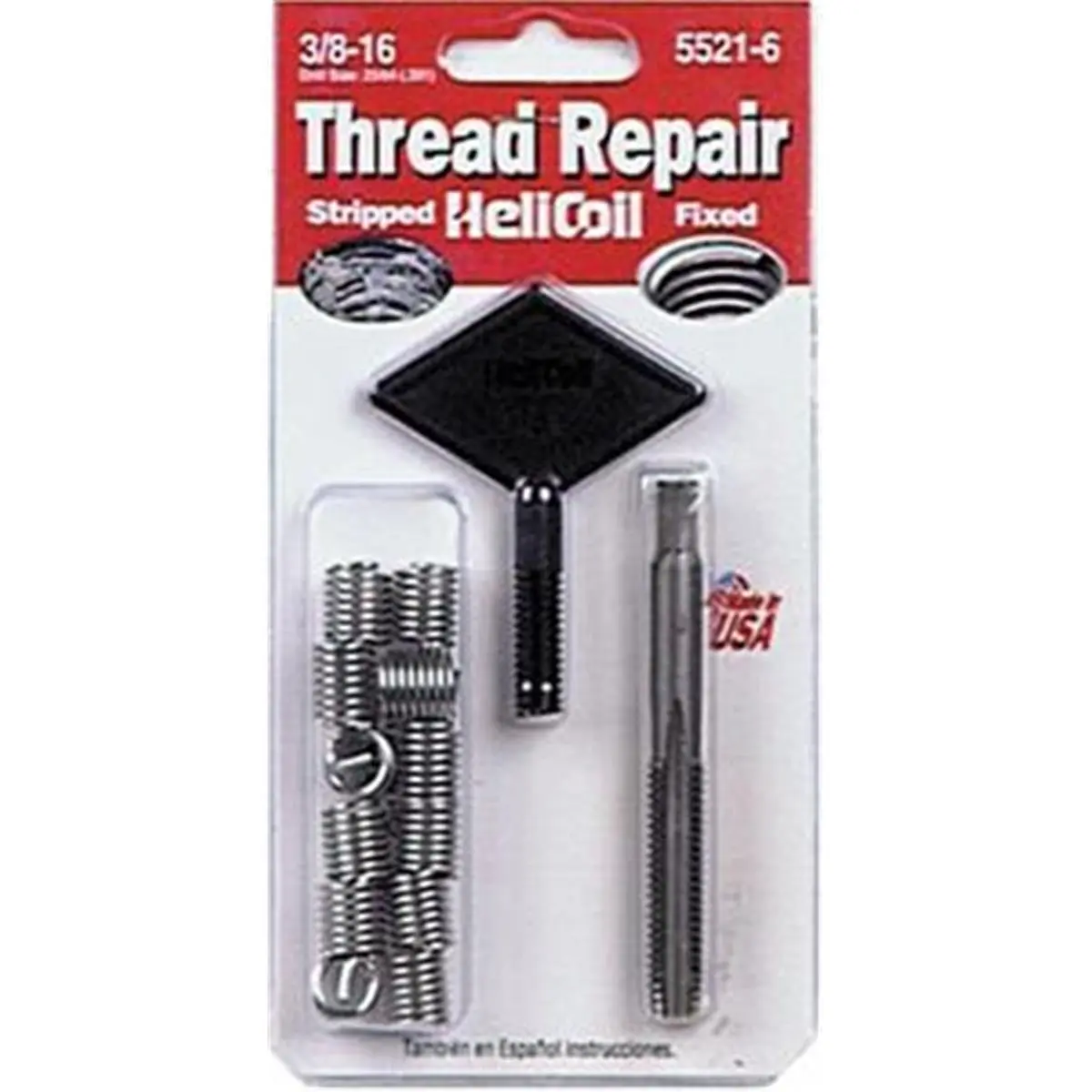 212 MAIN HELICOIL 55216 0.375-16 in. Hole Repair Kit, Extremely Durable High-Quality Material, Over Torque Repair, Tap Inserts, Tapped Hole Solution