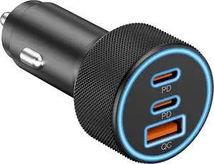 Car Charger USB C, 3-Port 67W Dual USB-C & USB-A Car Phone Charger Accessories Power Adapter Fast Charging Cigarette Lighter for iPhone 17/16/15/14/13/12/11 Pro Max, iPad, Galaxy S26/S25/S24, Android