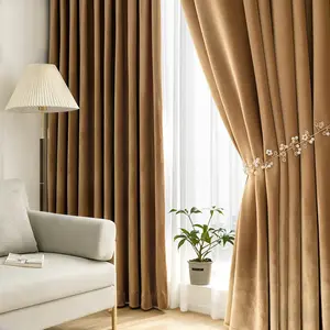 Luxurious Velvet Cream Color, Noise Reduction, Light Blocking, Dust Proof, Easy Installation, Home Decoration Curtain, Living Room Kids' Room
