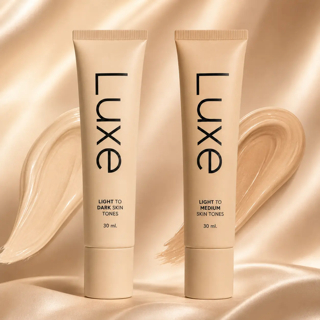 LUXE Color-Changing Foundation | Adaptive Shade Liquid Makeup | Buildable Light-to-Medium or Medium-to-Deep Coverage | 12-Hour Wear | Natural Dewy Finish