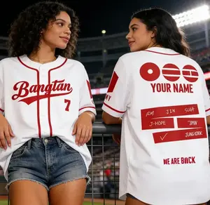 [Baseball Jersey] Custom Bangtan Members Baseball Jersey, Arirang World Tour 2026 Merch Shirt, Kpop Gift for Army, Baseball Jersey Gift Fans, Custom Kpop Jersey