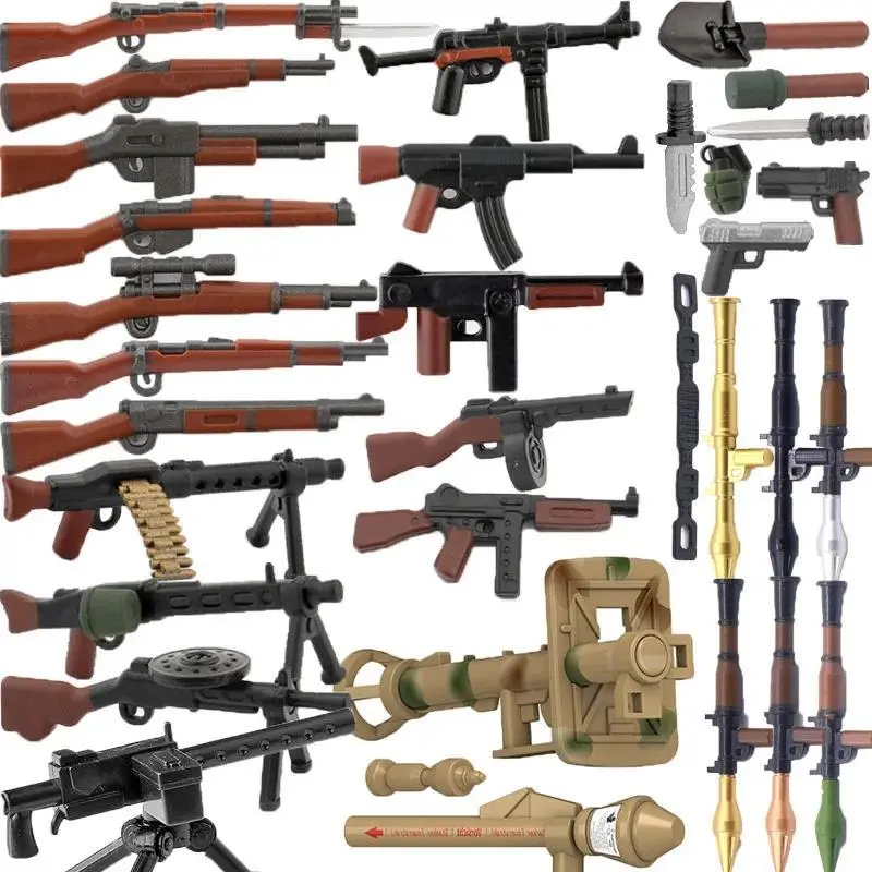 5/10PCS Soldier Weapons Building Block Two-color Printing Machine Rifle Submachine Sniper Guns Military Accessories Bricks C238