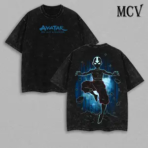 Aang T-Shirt - Avatar the Last Airbender Shirt, Animated Shirt, Vintage T-Shirt Menswear Top Underwear Tshirt The Last Air Nomad - The Avatar Anime Double Printed Washed Tee Unisex Oversize Anime Manga MCV